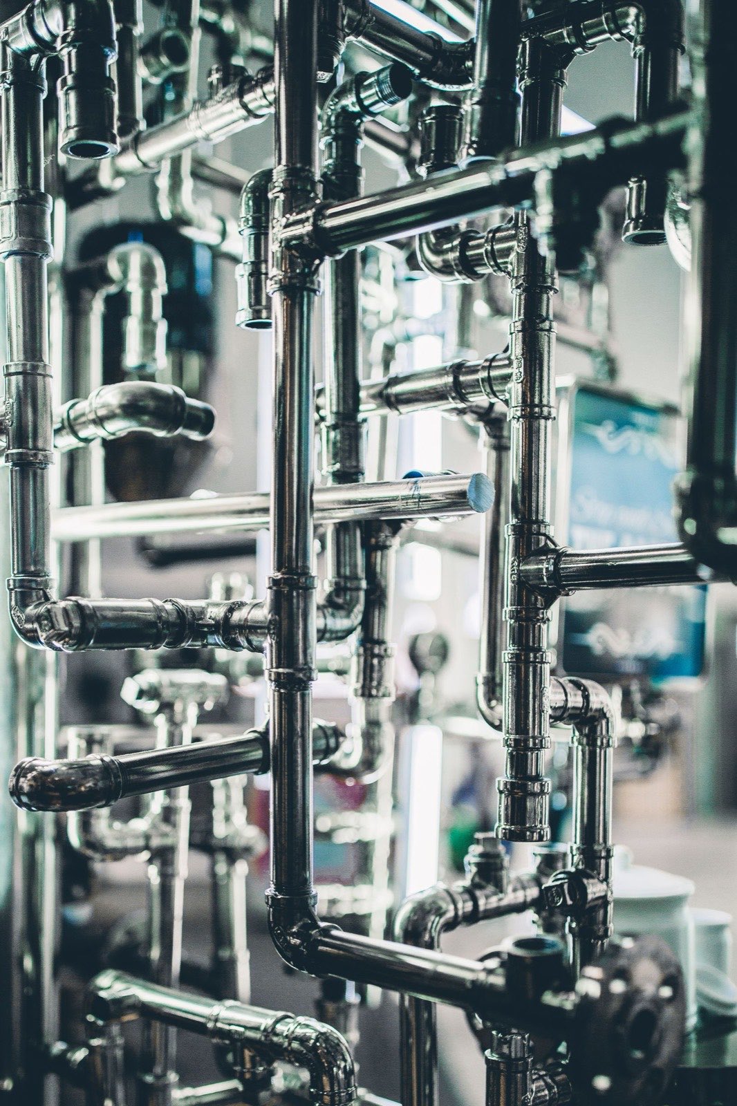 Polished stainless steel process pipework and fittings